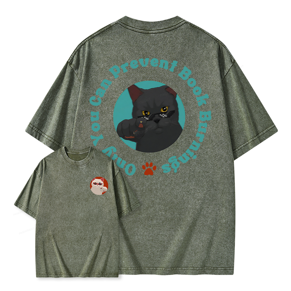 Pagewings Only You Can Prevent Book Burnings Unisex Washed T-shirt