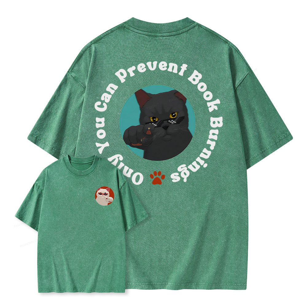 Pagewings Only You Can Prevent Book Burnings Unisex Washed T-shirt
