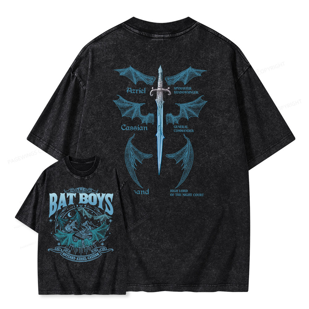 Pagewings Bat Boys Unisex Washed T-shirt