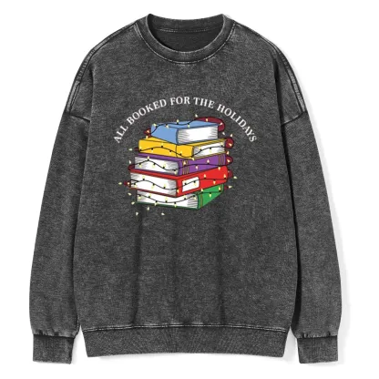 Pagewings Christmas All Booked For the Holidays Unisex Washed Sweatshirt