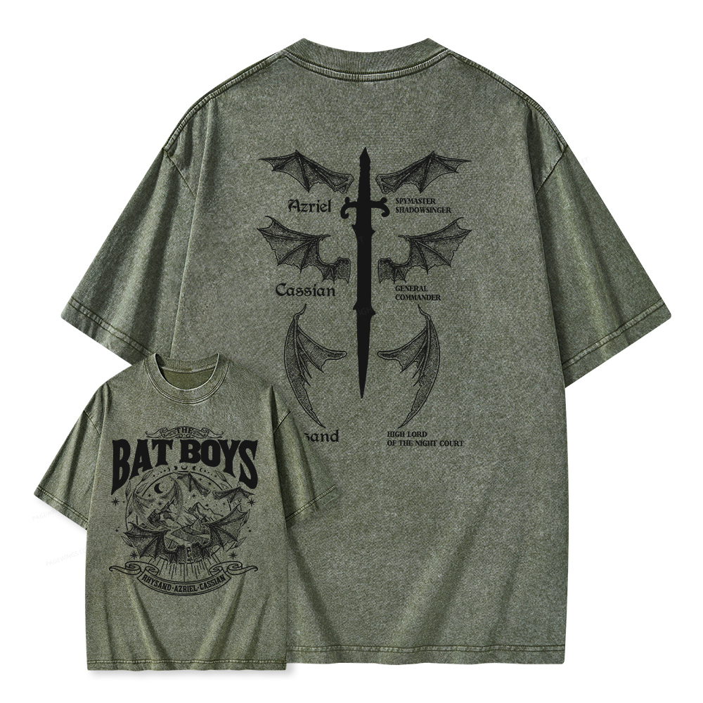 Pagewings Bat Boys Unisex Washed T-shirt