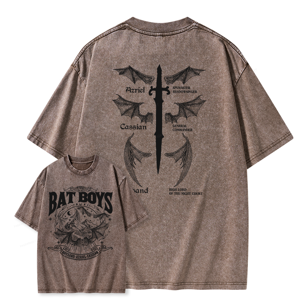 Pagewings Bat Boys Unisex Washed T-shirt