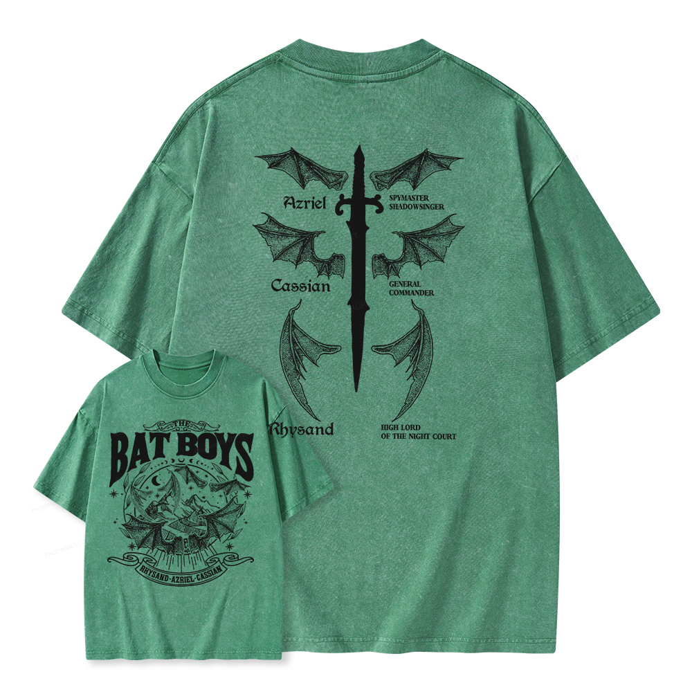 Pagewings Bat Boys Unisex Washed T-shirt