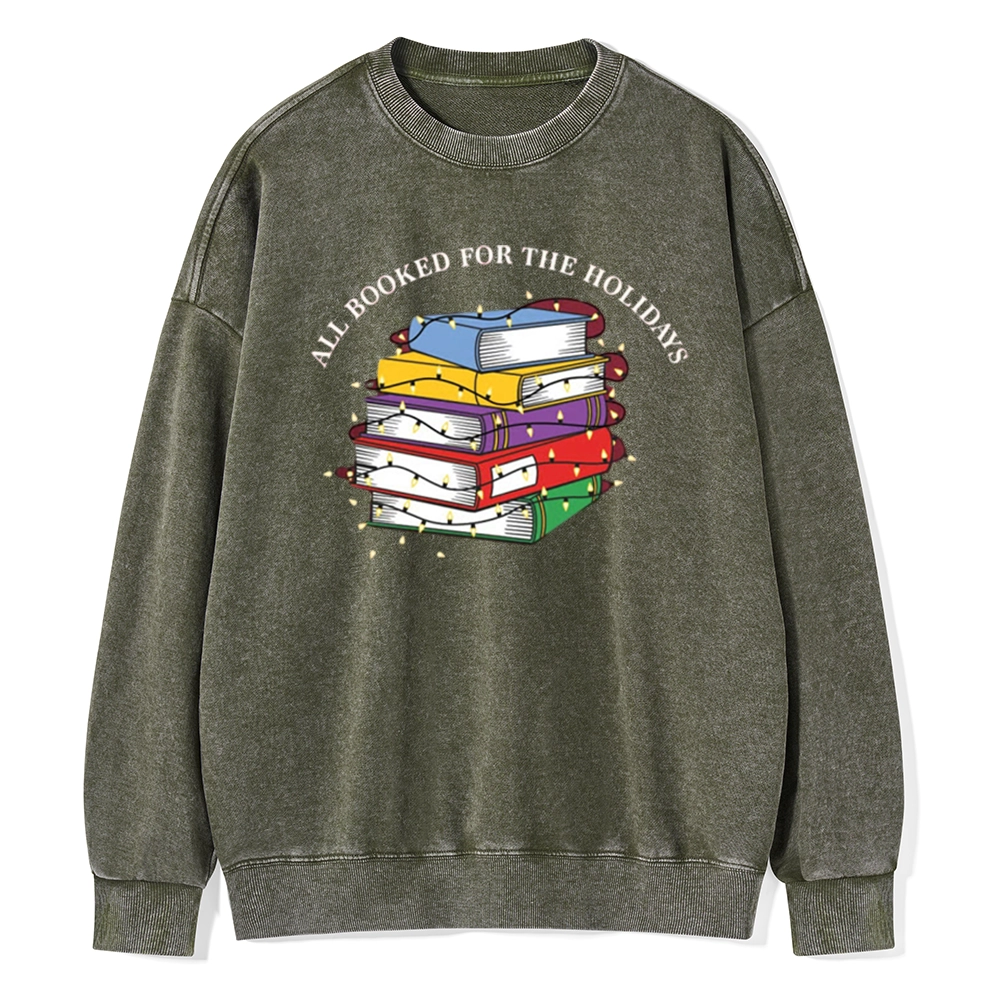 Pagewings Christmas All Booked For the Holidays Unisex Washed Sweatshirt