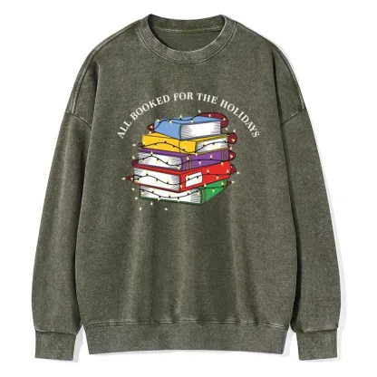 Pagewings Christmas All Booked For the Holidays Unisex Washed Sweatshirt
