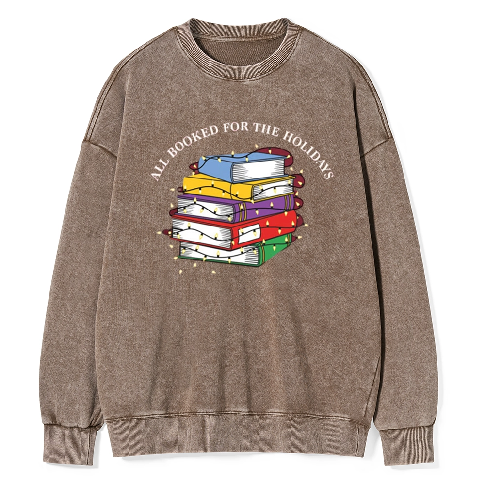 Pagewings Christmas All Booked For the Holidays Unisex Washed Sweatshirt