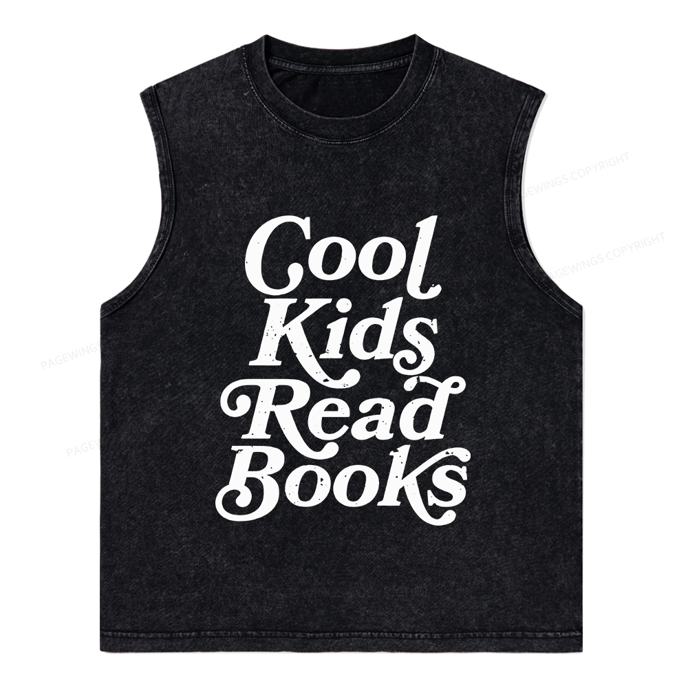 Pagewings Cool Kids Read Books Unisex Washed Tank Top