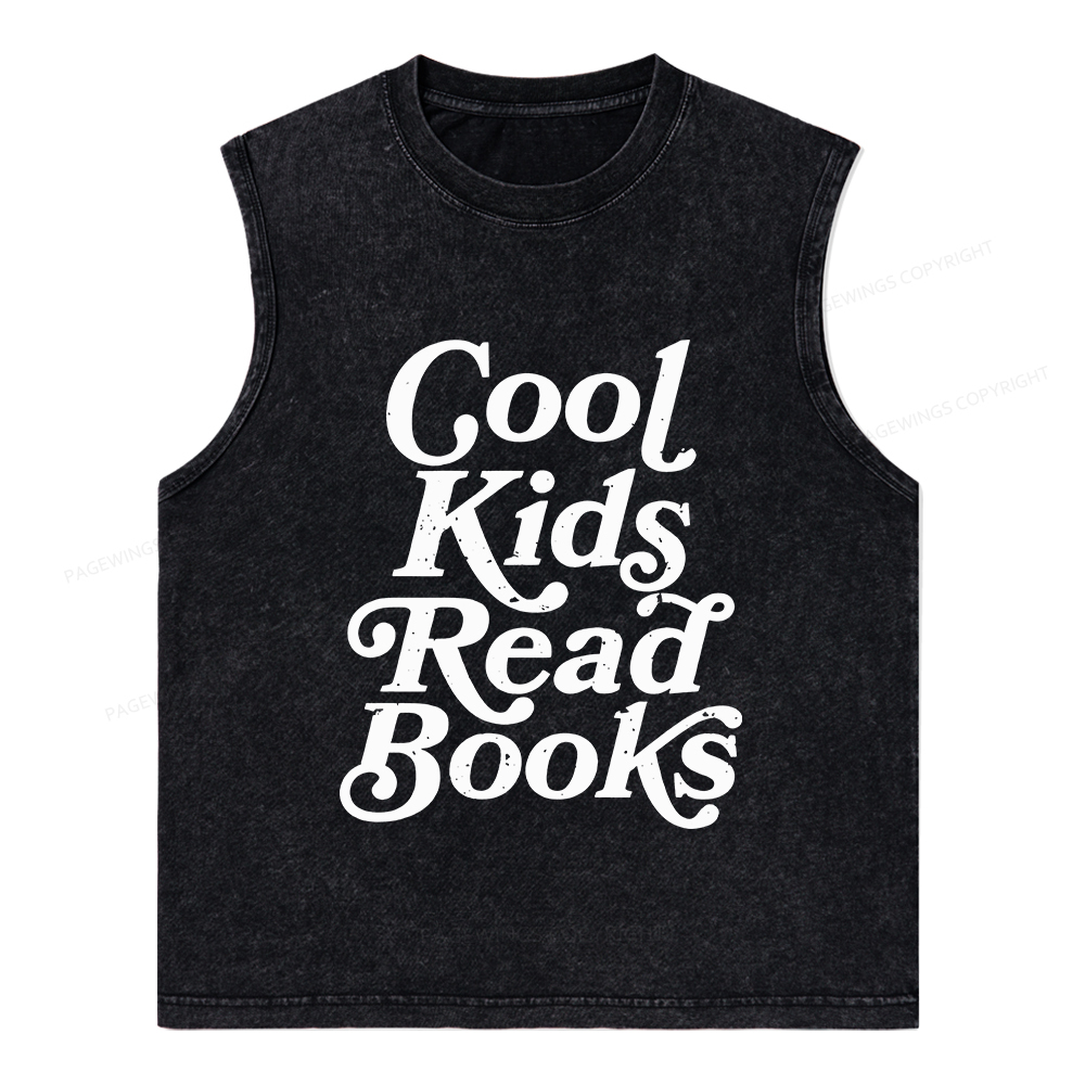 Pagewings Cool Kids Read Books Unisex Washed Tank Top