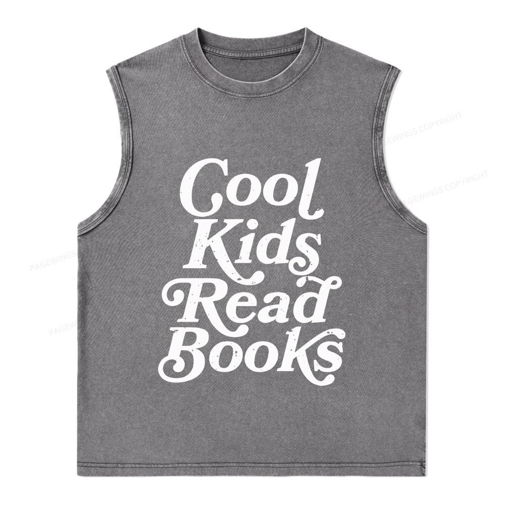 Pagewings Cool Kids Read Books Unisex Washed Tank Top