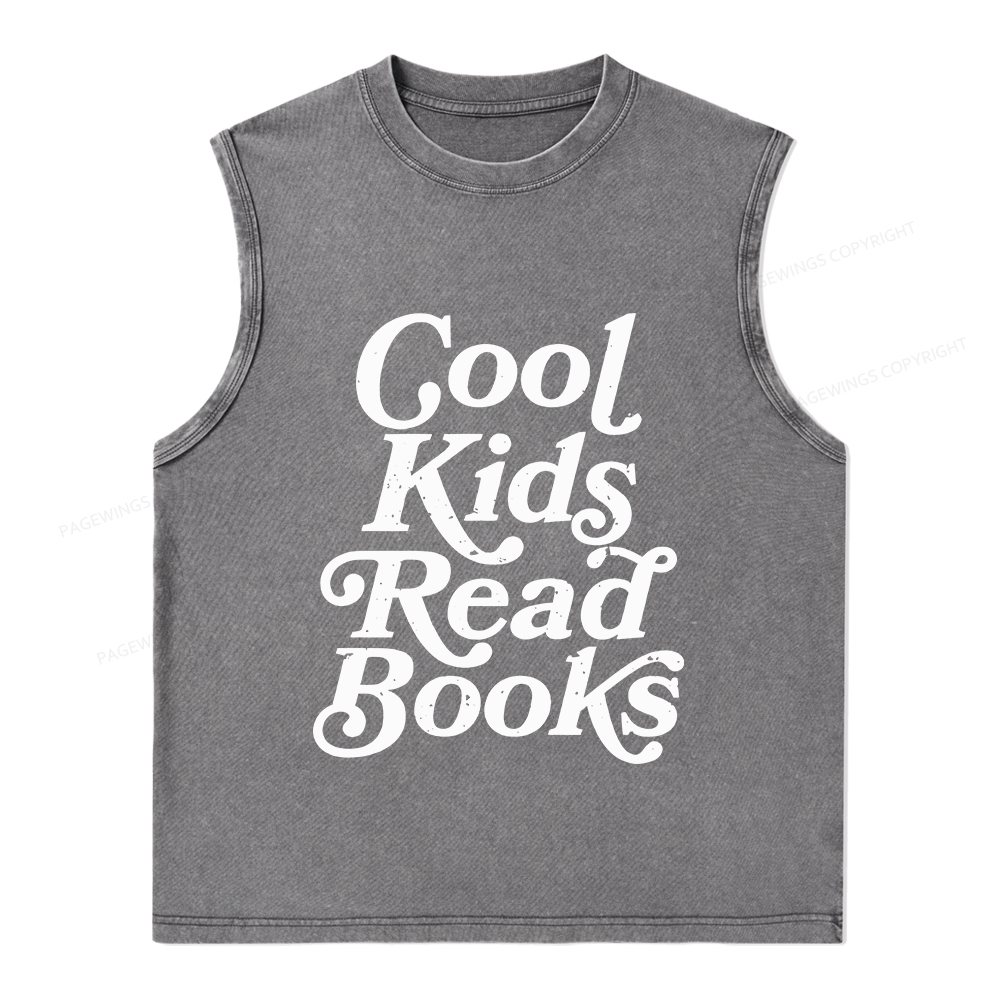Pagewings Cool Kids Read Books Unisex Washed Tank Top