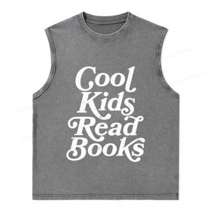 Pagewings Cool Kids Read Books Unisex Washed Tank Top