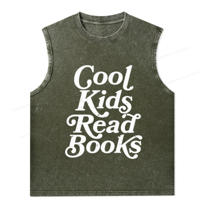 Pagewings Cool Kids Read Books Unisex Washed Tank Top