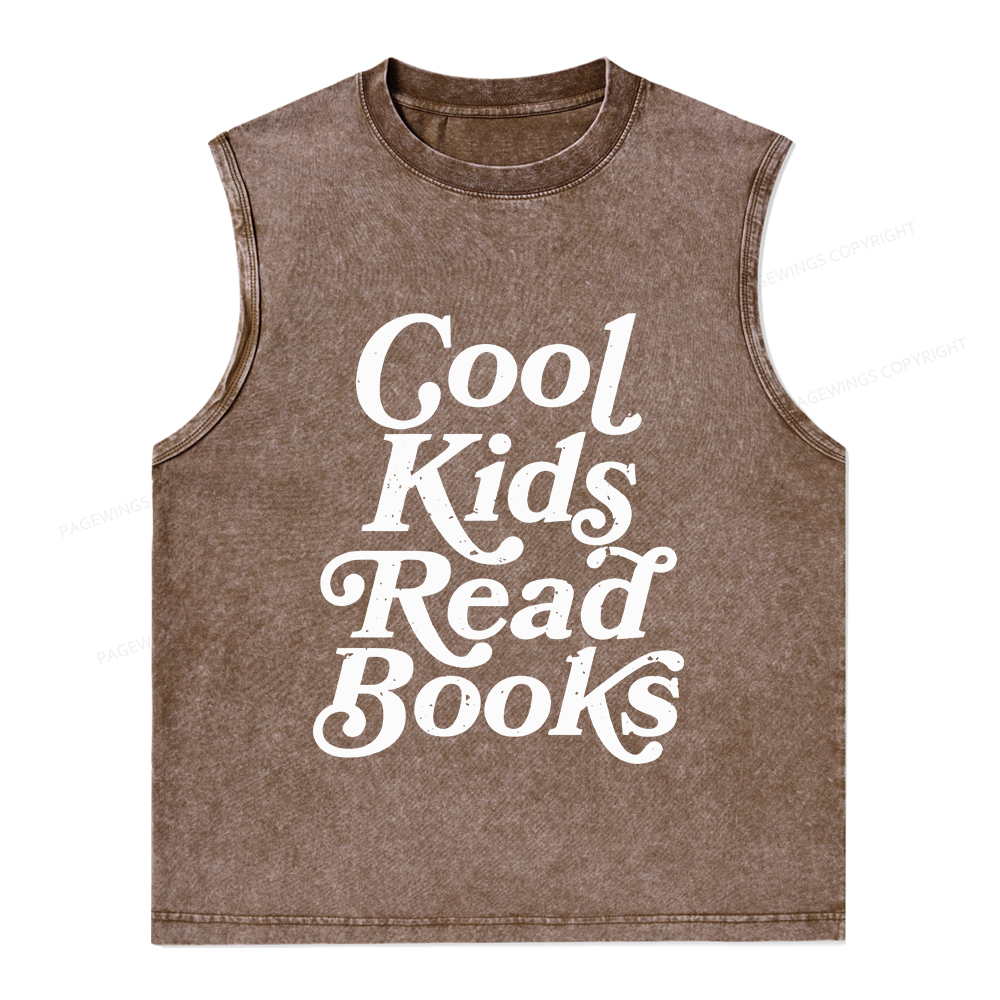 Pagewings Cool Kids Read Books Unisex Washed Tank Top
