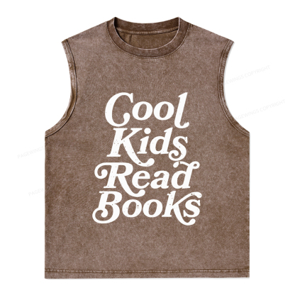 Pagewings Cool Kids Read Books Unisex Washed Tank Top