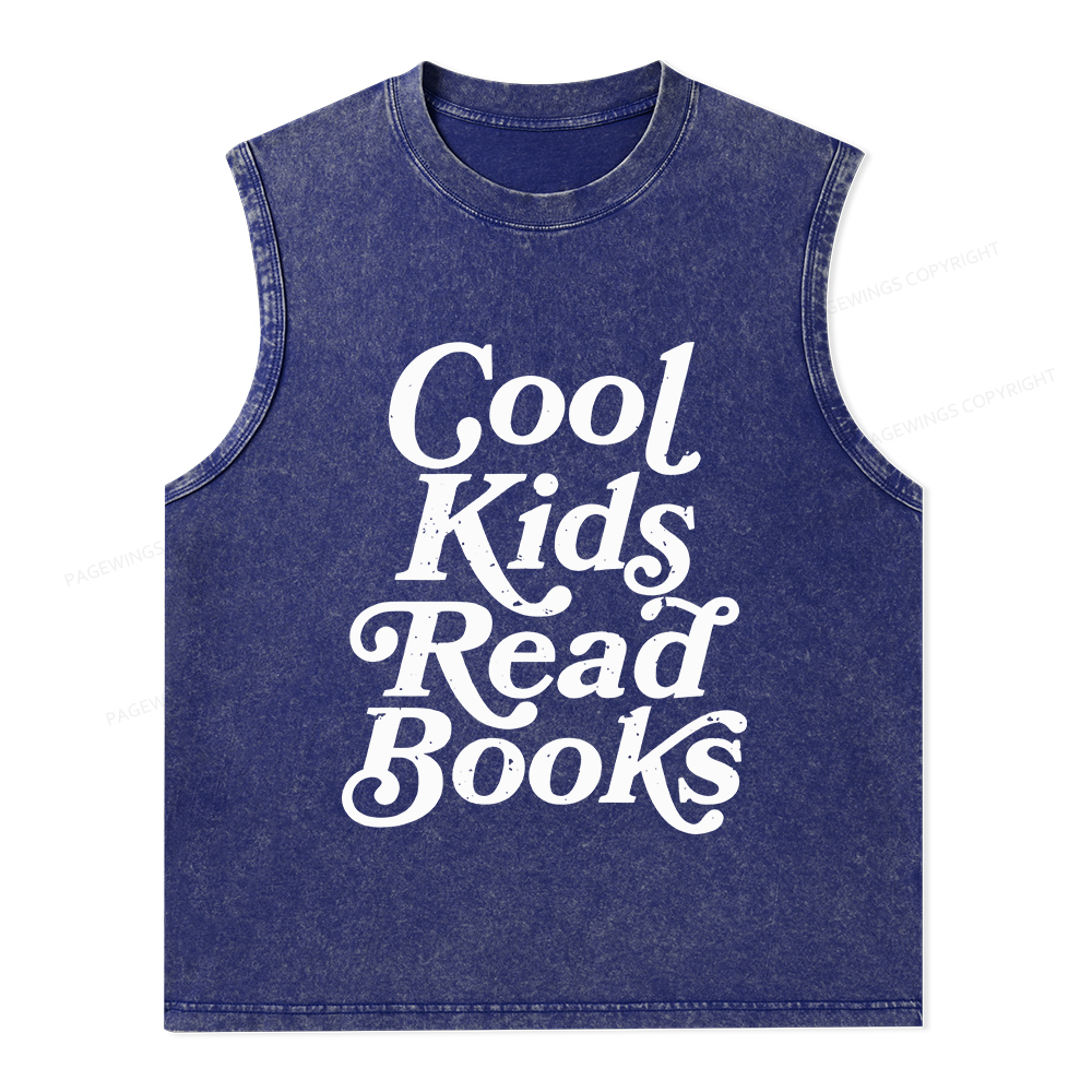 Pagewings Cool Kids Read Books Unisex Washed Tank Top
