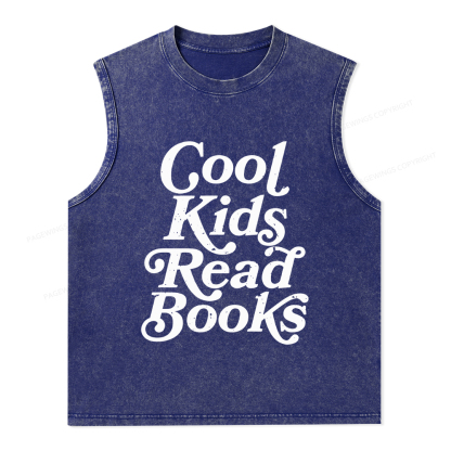 Pagewings Cool Kids Read Books Unisex Washed Tank Top
