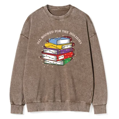 Pagewings Christmas All Booked For the Holidays Unisex Washed Sweatshirt