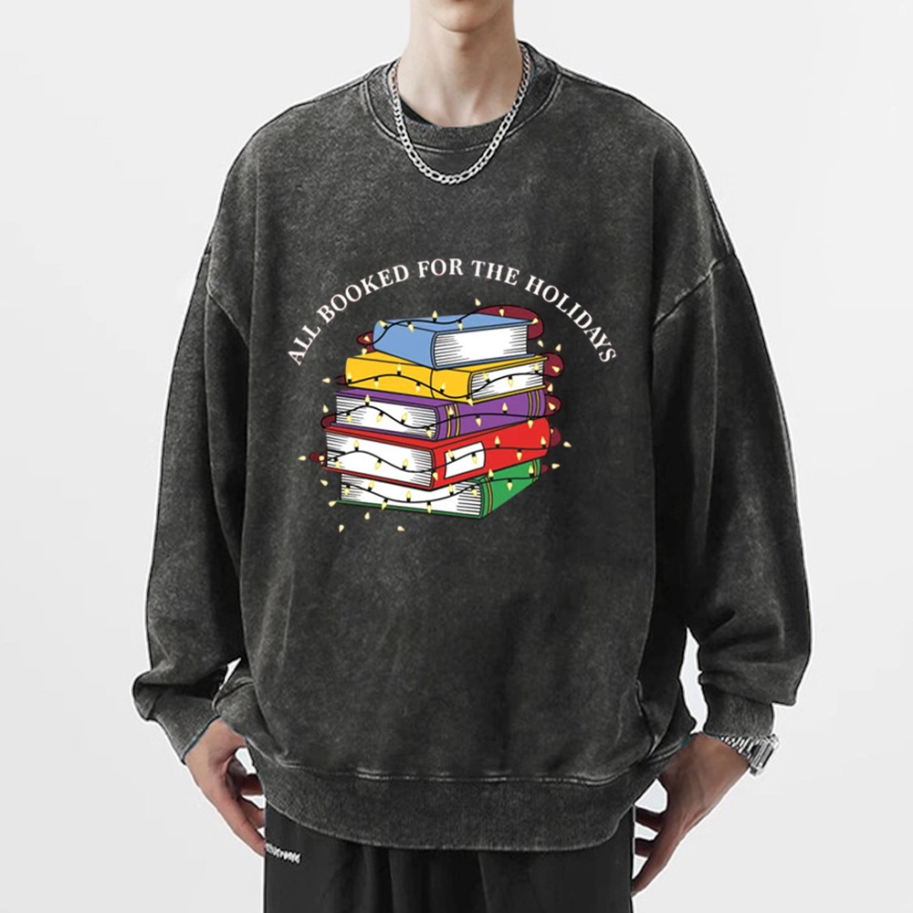 Pagewings Christmas All Booked For the Holidays Unisex Washed Sweatshirt