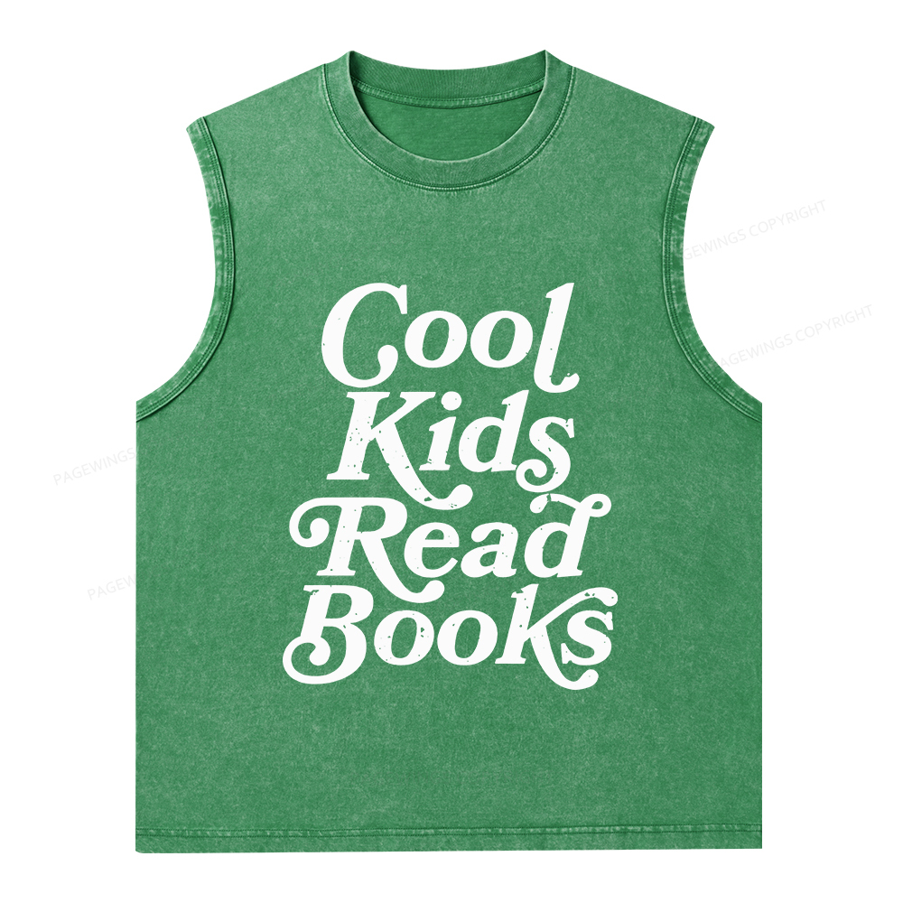 Pagewings Cool Kids Read Books Unisex Washed Tank Top