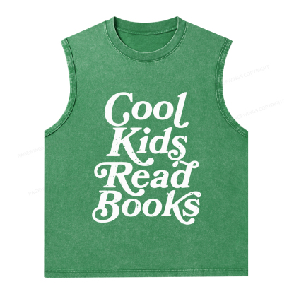 Pagewings Cool Kids Read Books Unisex Washed Tank Top