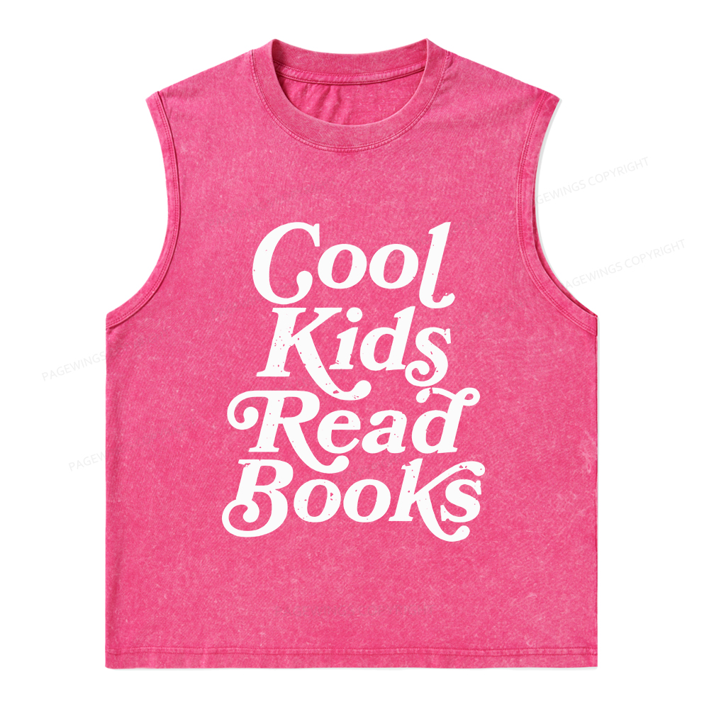 Pagewings Cool Kids Read Books Unisex Washed Tank Top