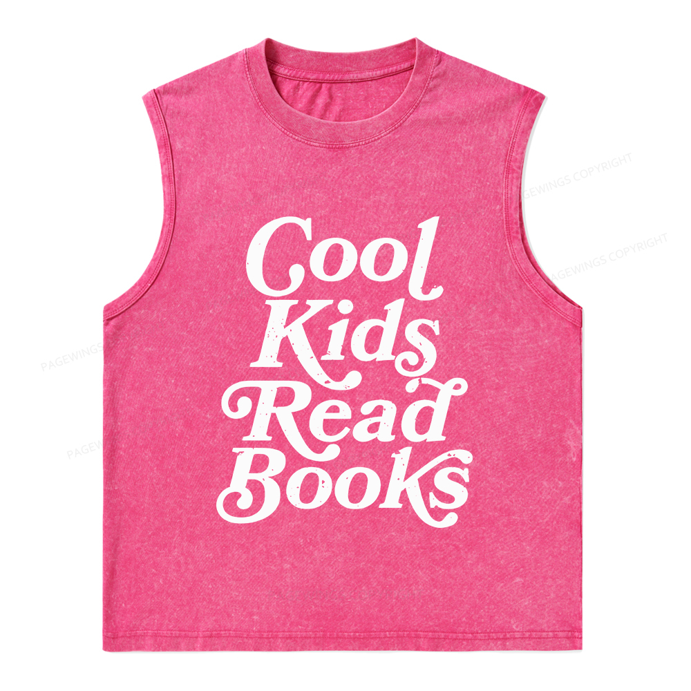 Pagewings Cool Kids Read Books Unisex Washed Tank Top