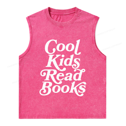 Pagewings Cool Kids Read Books Unisex Washed Tank Top