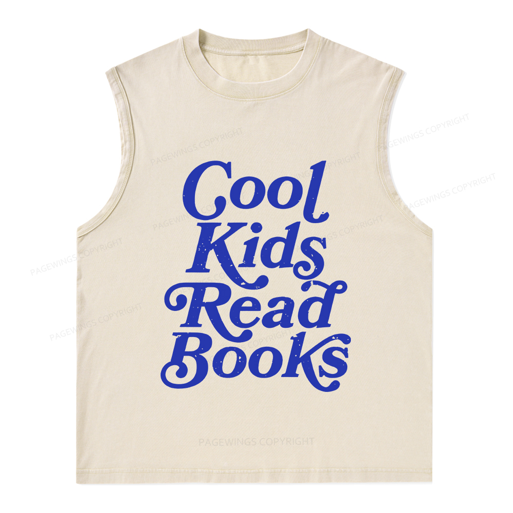 Pagewings Cool Kids Read Books Unisex Washed Tank Top