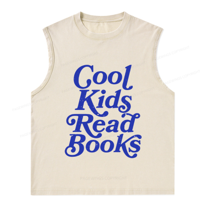 Pagewings Cool Kids Read Books Unisex Washed Tank Top
