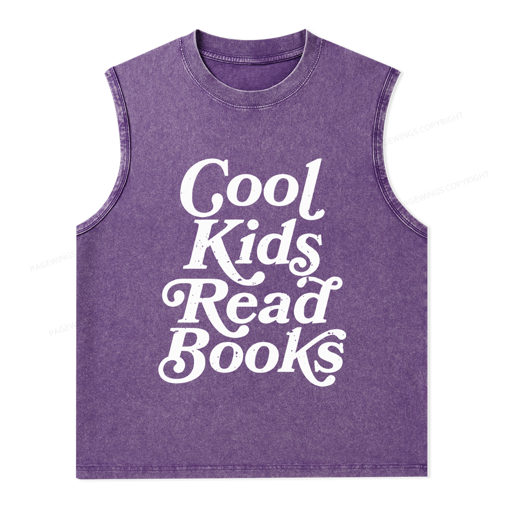 Pagewings Cool Kids Read Books Unisex Washed Tank Top