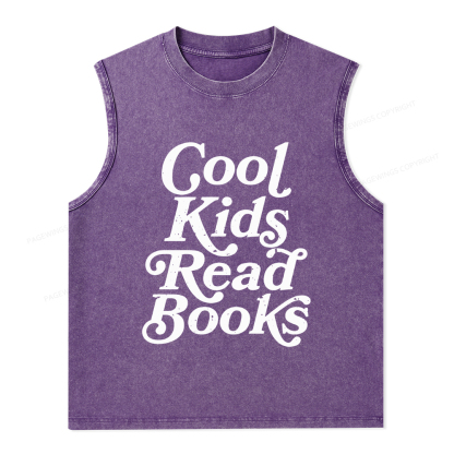 Pagewings Cool Kids Read Books Unisex Washed Tank Top