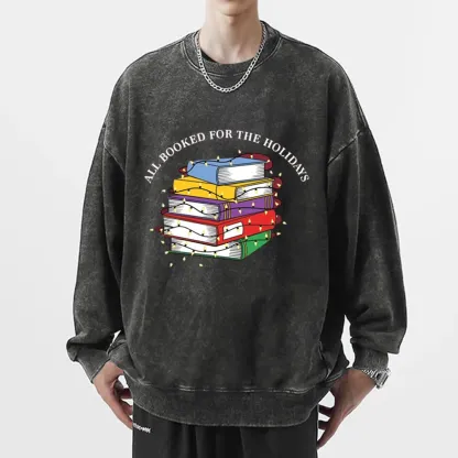 Pagewings Christmas All Booked For the Holidays Unisex Washed Sweatshirt