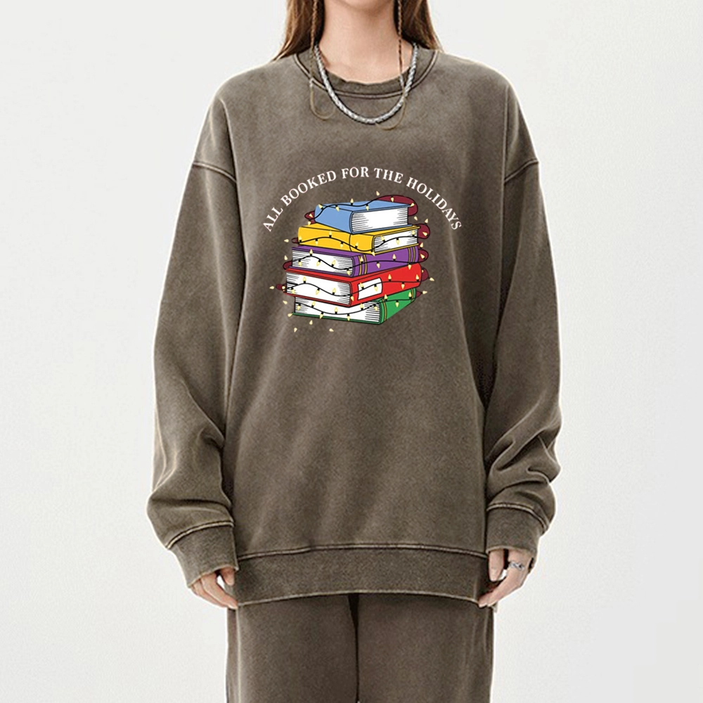 Pagewings Christmas All Booked For the Holidays Unisex Washed Sweatshirt
