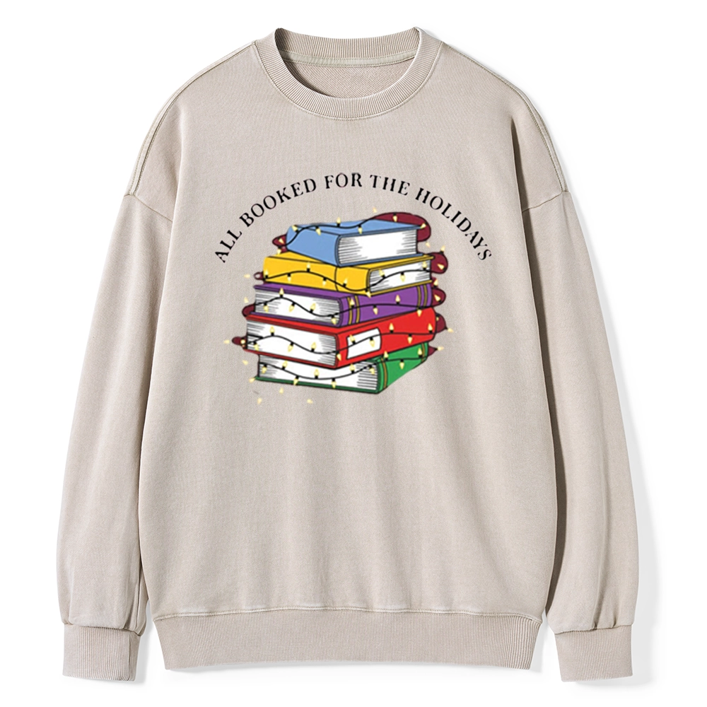 Pagewings Christmas All Booked For the Holidays Unisex Washed Sweatshirt