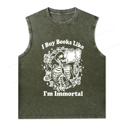 Pagewings I Buy Books Like I'm Immortal Unisex Washed Tank Top