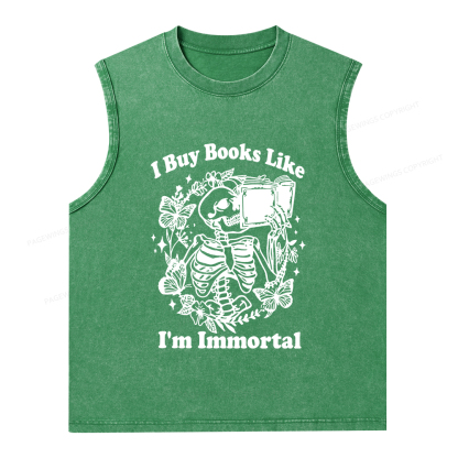 Pagewings I Buy Books Like I'm Immortal Unisex Washed Tank Top
