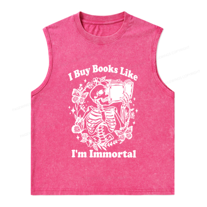 Pagewings I Buy Books Like I'm Immortal Unisex Washed Tank Top