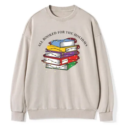 Pagewings Christmas All Booked For the Holidays Unisex Washed Sweatshirt