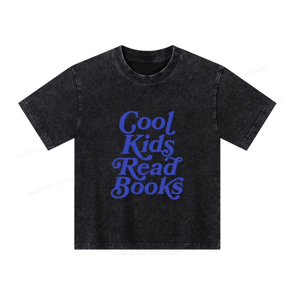 Pagewings Cool Kids Read Books Unisex Kids Washed T-shirt