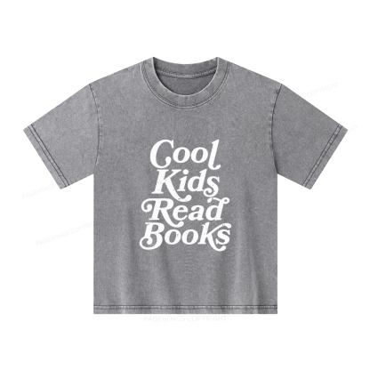 Pagewings Cool Kids Read Books Unisex Kids Washed T-shirt