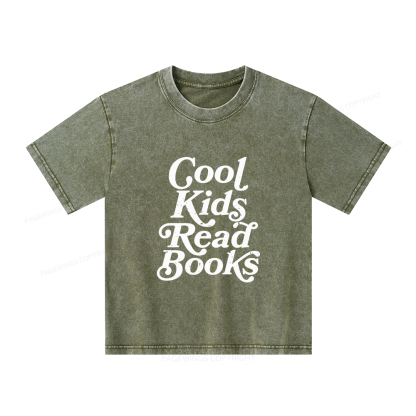 Pagewings Cool Kids Read Books Unisex Kids Washed T-shirt