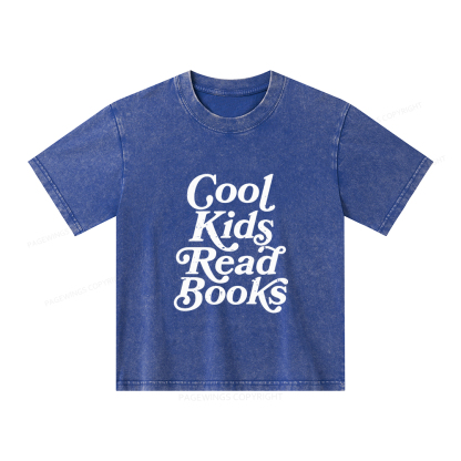 Pagewings Cool Kids Read Books Unisex Kids Washed T-shirt