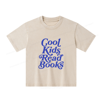 Pagewings Cool Kids Read Books Unisex Kids Washed T-shirt