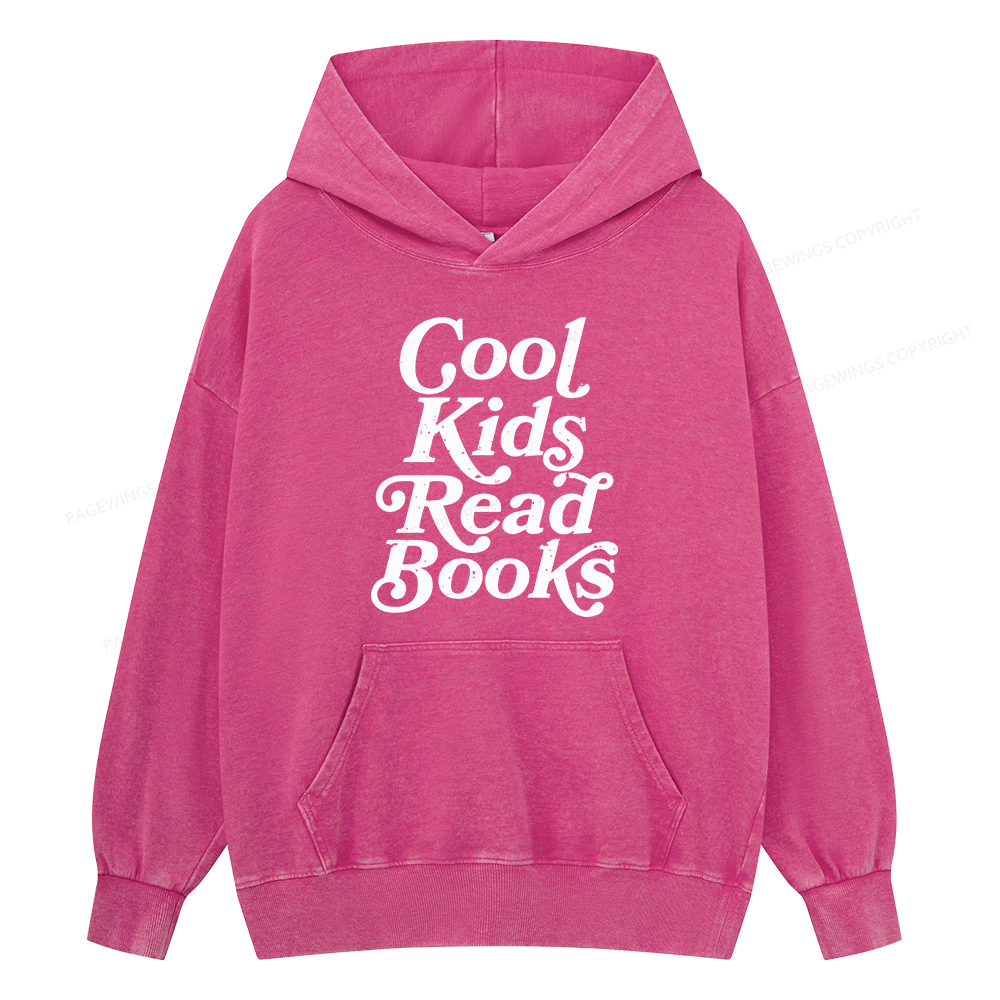 Pagewings Cool Kids Read Books Unisex Washed Hoodie