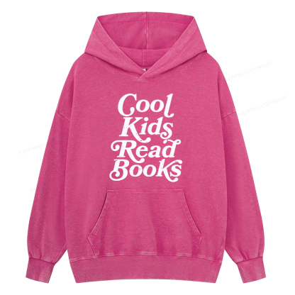 Pagewings Cool Kids Read Books Unisex Washed Hoodie