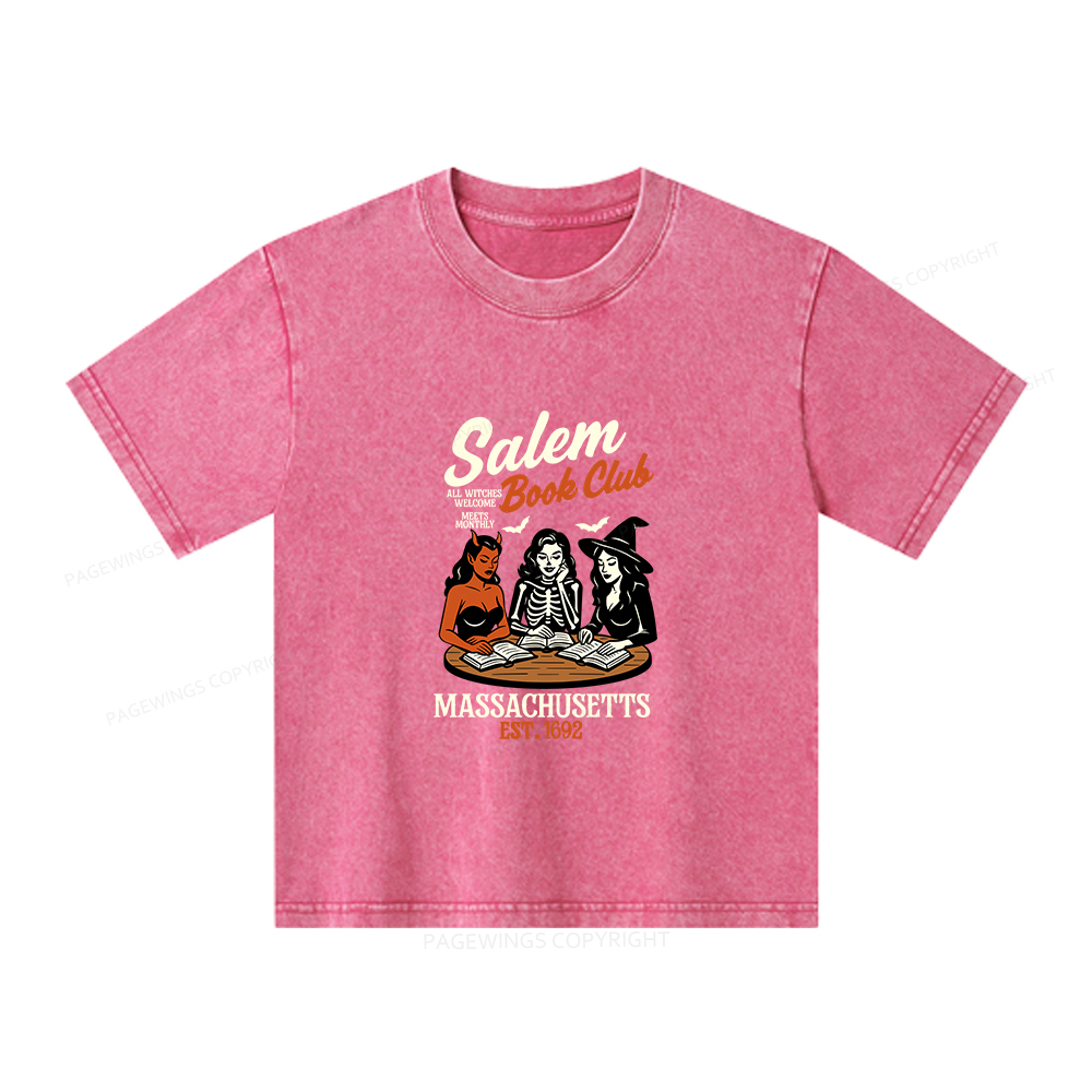 Pagewings Salem Book Club Unisex Kids Washed T-shirt