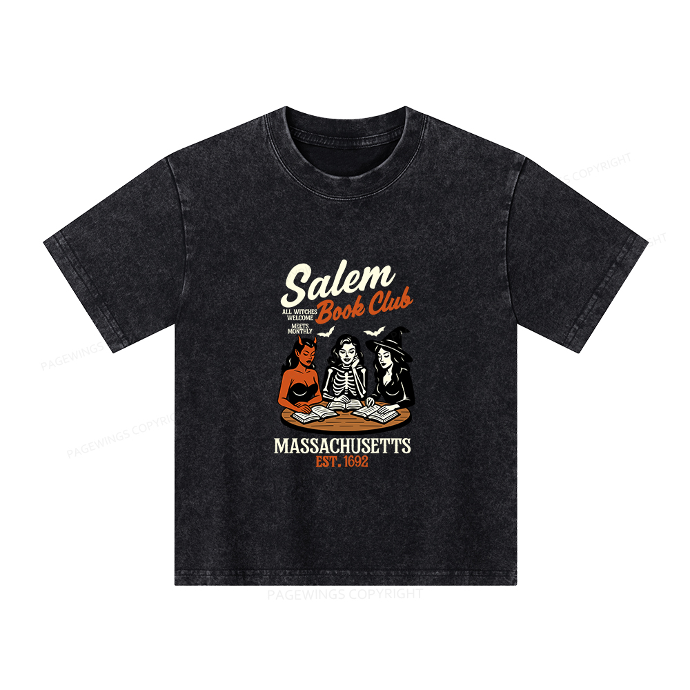 Pagewings Salem Book Club Unisex Kids Washed T-shirt