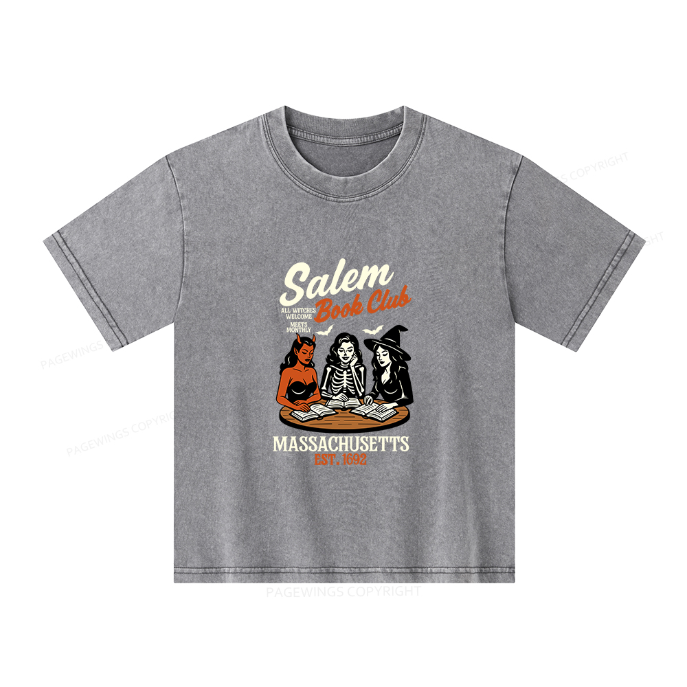 Pagewings Salem Book Club Unisex Kids Washed T-shirt
