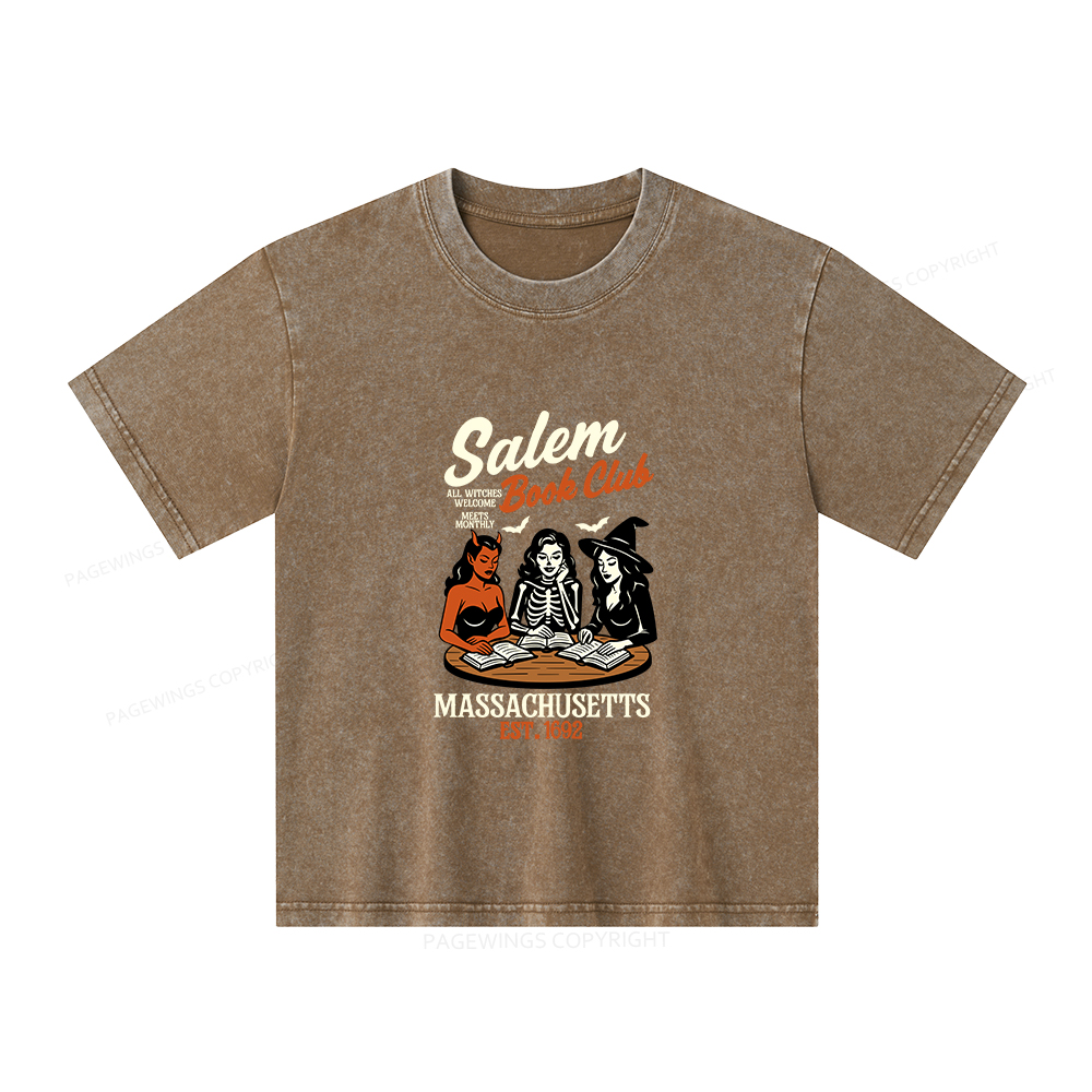 Pagewings Salem Book Club Unisex Kids Washed T-shirt