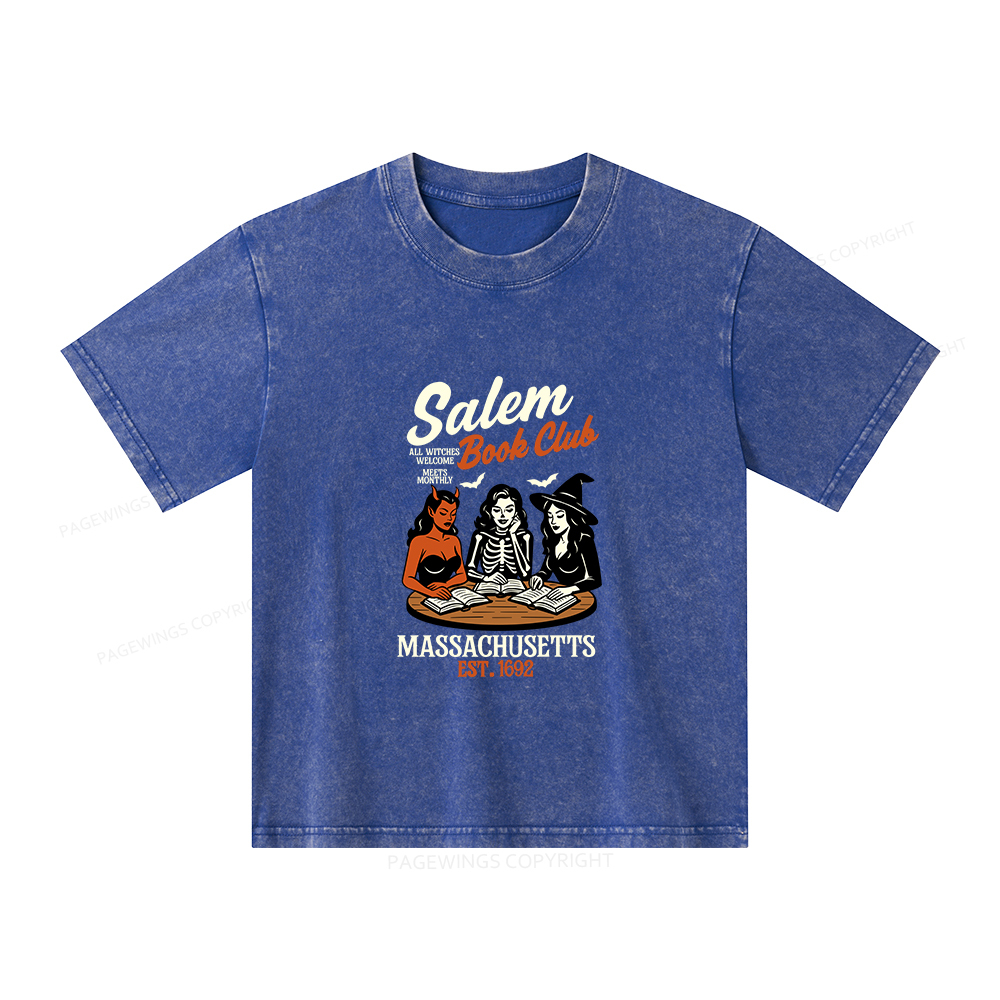Pagewings Salem Book Club Unisex Kids Washed T-shirt